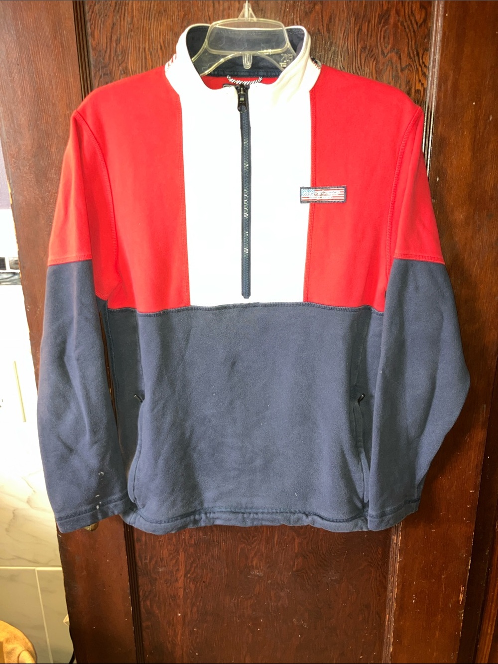 VINEYARD VINES MARTHA’S VINEYARD 1/2 ZIP AMERICAN FLAG SWEATER